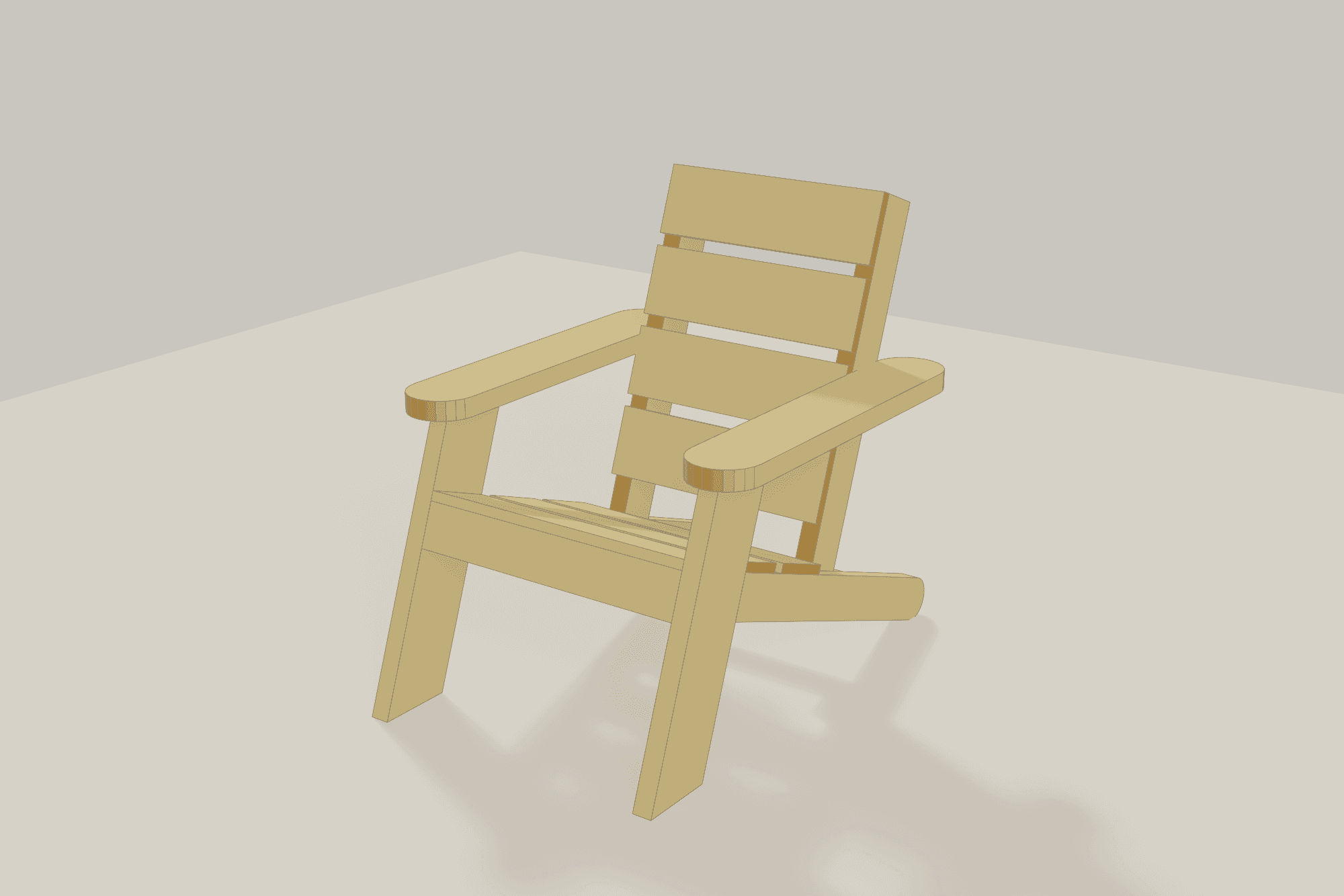 Adirondack chair with wide armrests and slatted back