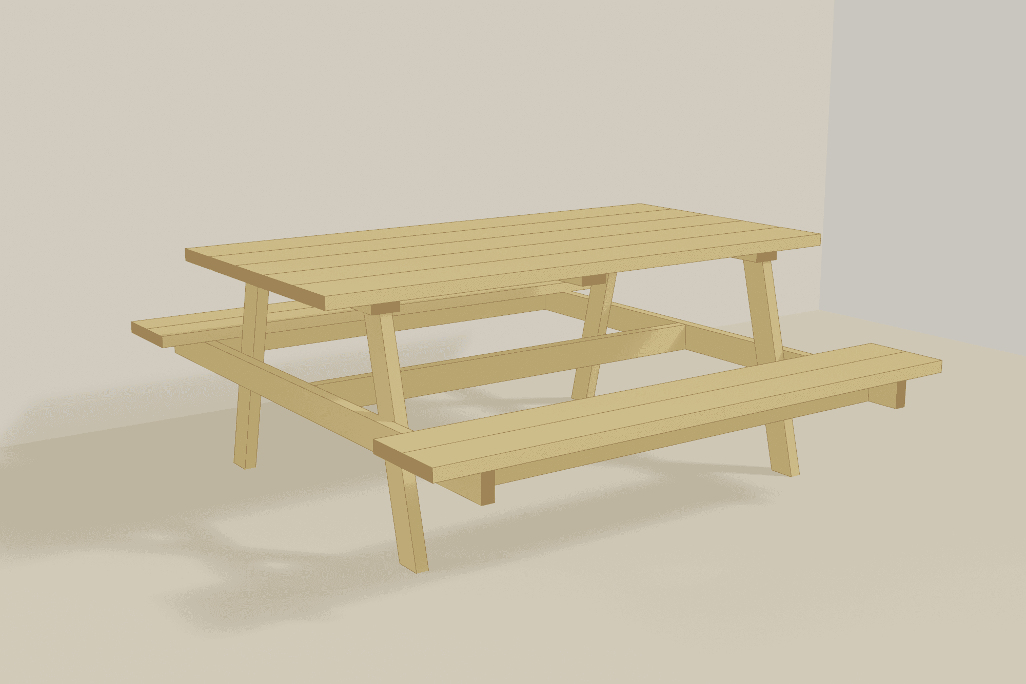 Classic A-frame picnic table with attached benches