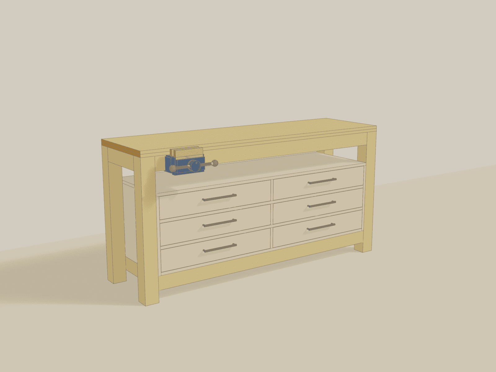 2×4 workbench with drawer storage